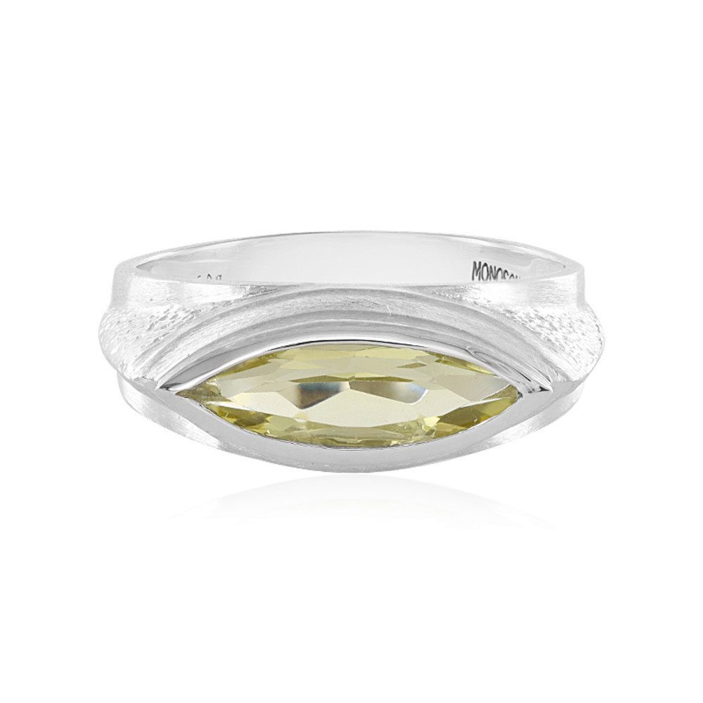 Cavill Solitärring Cavill Ring aus Sterlingsilber, 1,61 ct Ouro Verde Quarz, platinier (1-tlg)