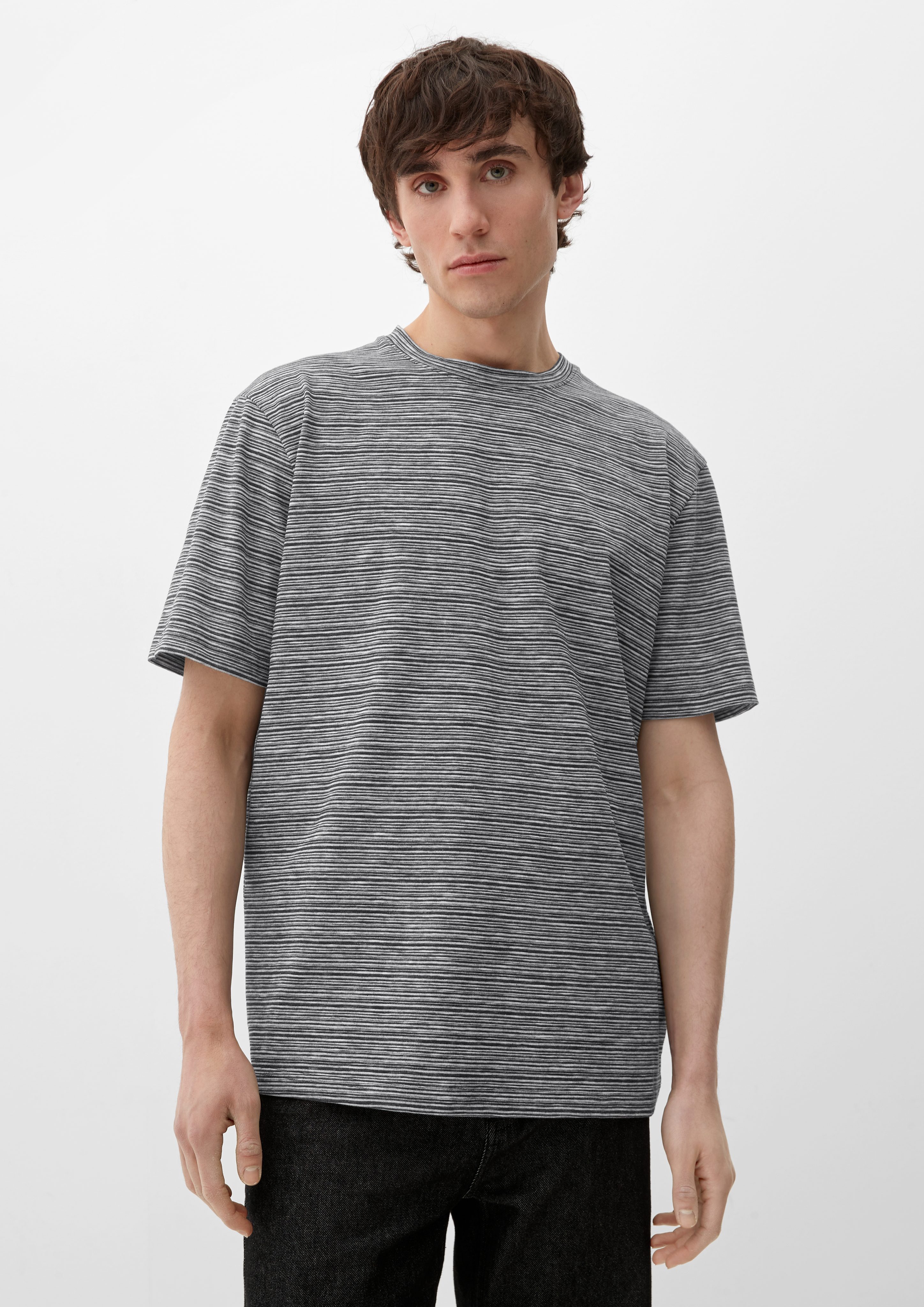 schwarz Flammgarn-Jersey Kurzarmshirt aus s.Oliver T-Shirt Blende