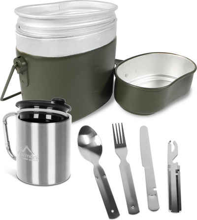 normani Geschirr-Set Bundeswehr Essgeschirrset Camping Kochgeschirr (4-tlg), 1 Personen, Edelstahl, Camping Geschirr Essgeschirr Outdoor Besteck Kochgeschirr - 500ml - Rostfrei und Lebensmittelecht