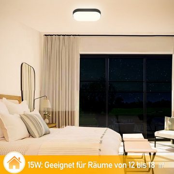 Clanmacy Deckenleuchte 2x LED Feuchtraumleuchte 15W Wannenleuchte Ovalleuchte Kellerleuchte Badlampe