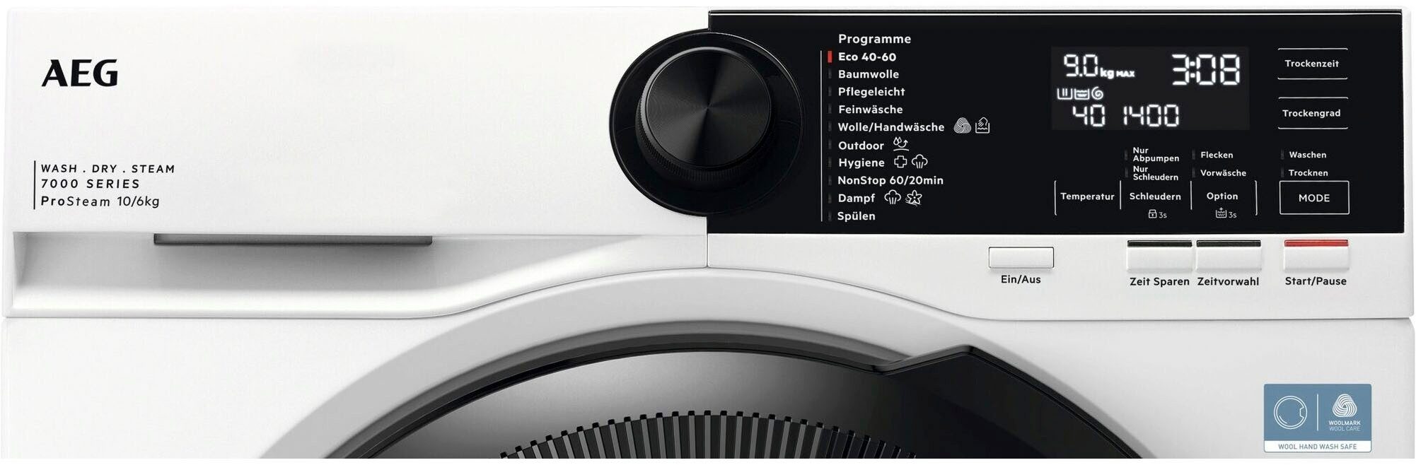 AEG Waschtrockner 7000 ProSteam® LWR7F65605, 10 kg, 6 kg, 1600 U/min, ProSteam®: Auffrischen mit Dampf statt Waschen und 96 % Wasser sparen