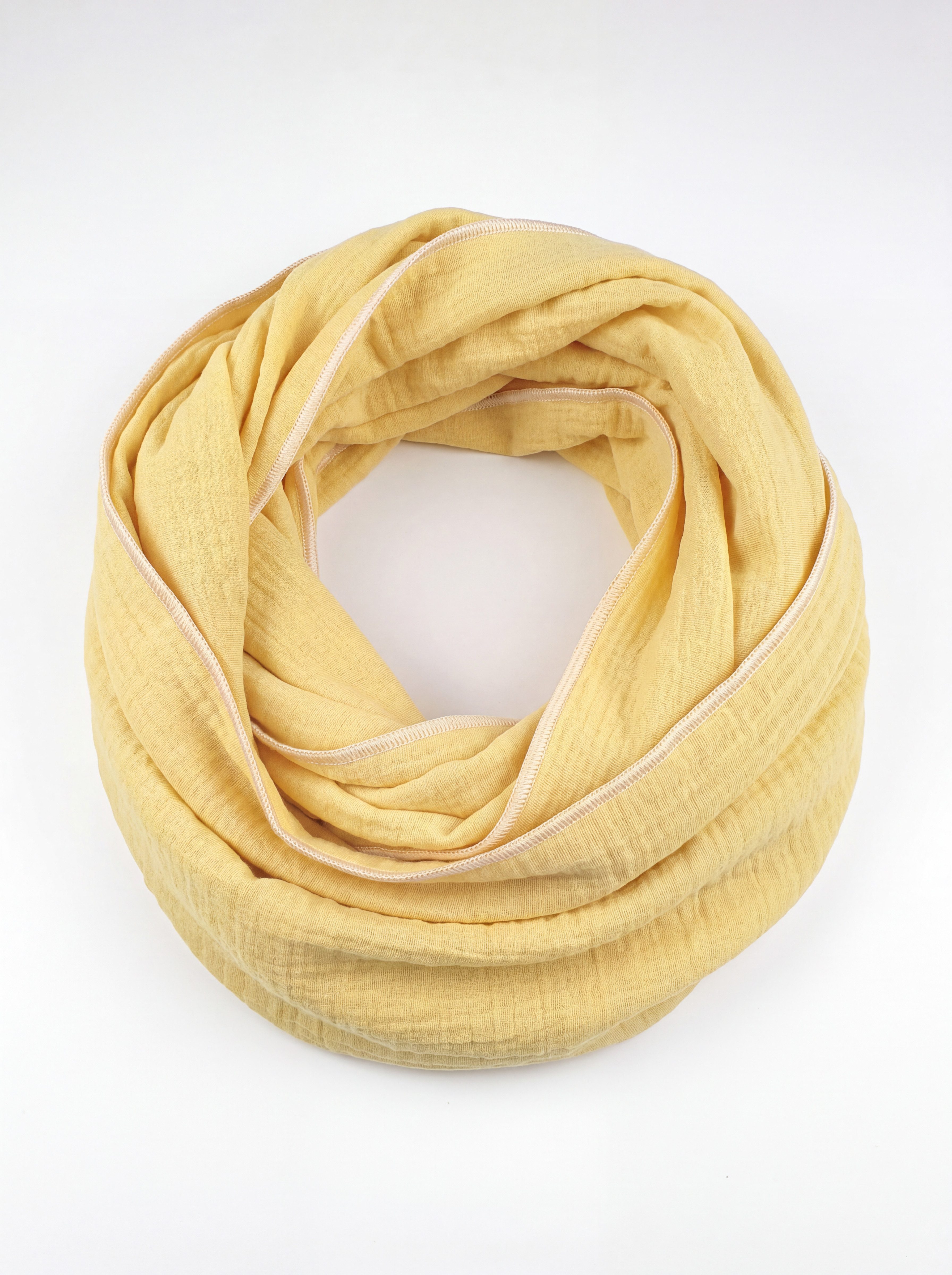 wundabaa Halstuch Musselin in Farbtönen beige, braun, gelb, Rand in Bauschgarn, unifarben
