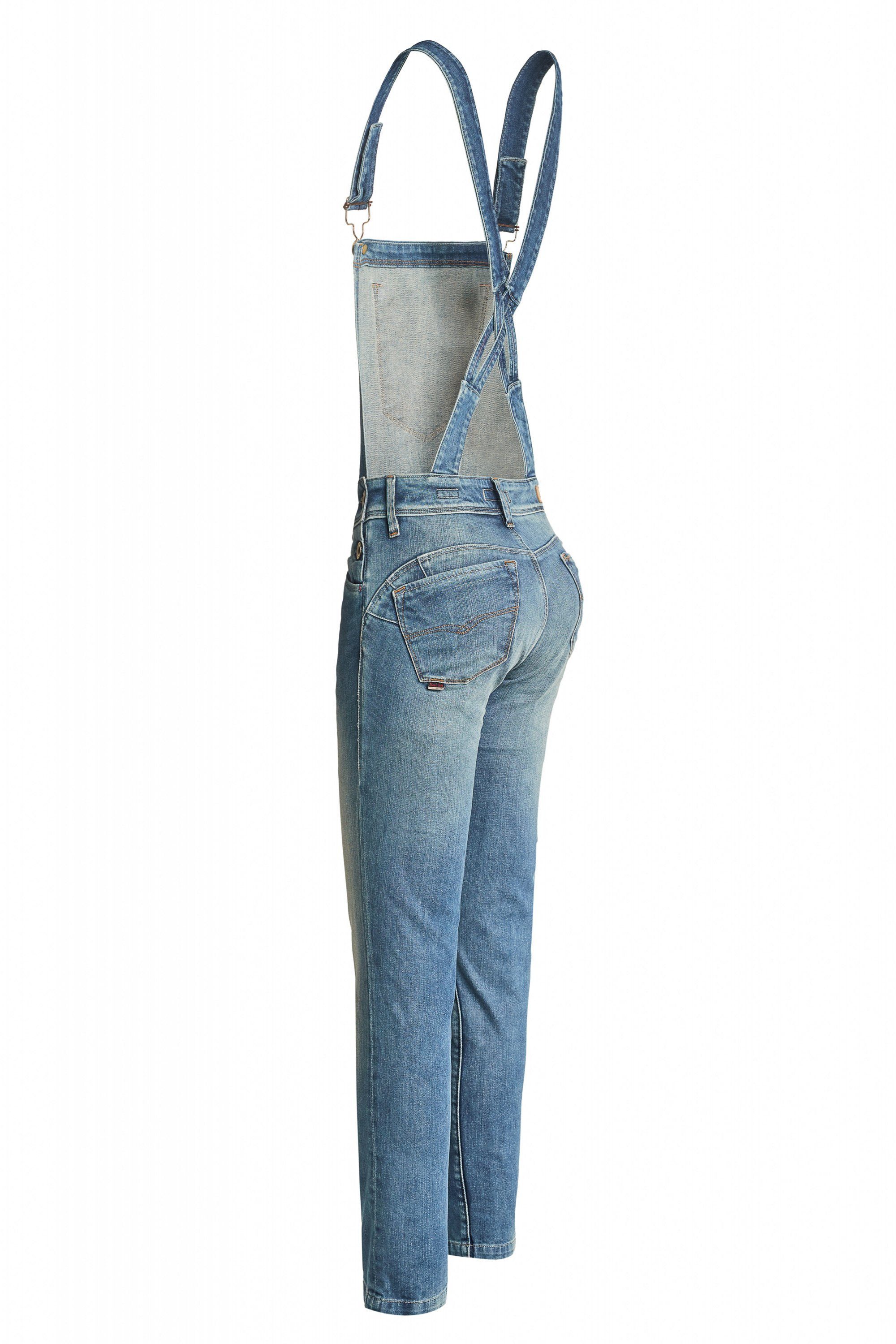 JEANS Stretch-Jeans Salsa washed OVERALL 124914.8503 out CAPRI WONDER blue UP SALSA PUSH