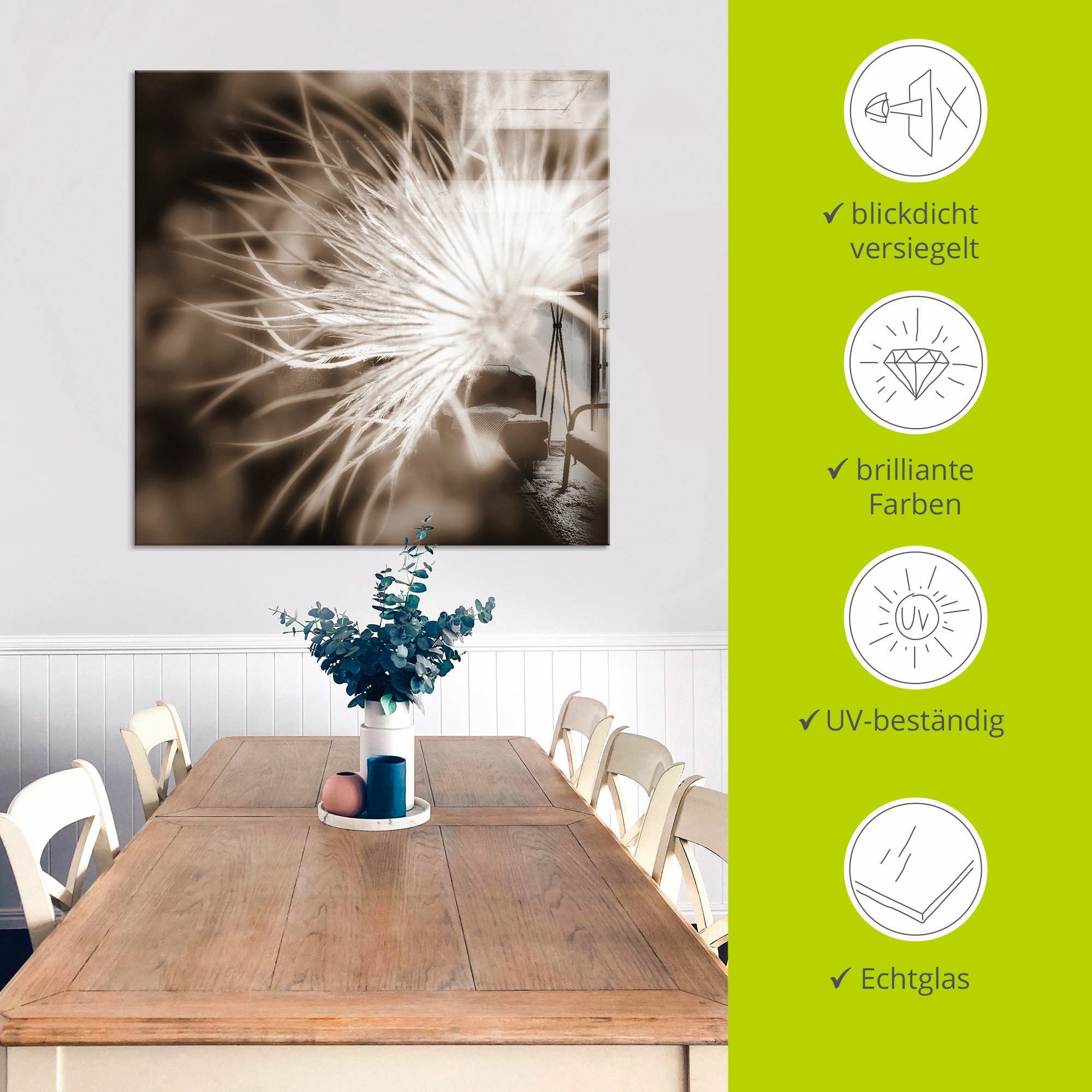 Artland Glasbild leicht wie eine Feder, Blumen (1 St), in verschiedenen Größen