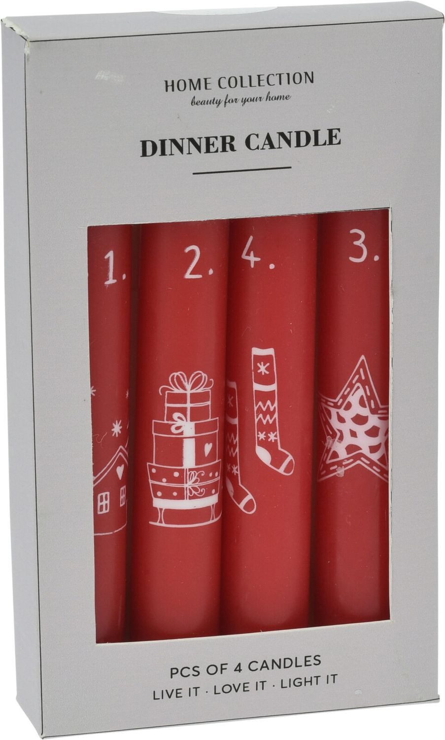 ZauberDeko Spitzkerze Stabkerzen Rot Advent 1-4 Zahlen Weihnachtsmotive 4 S günstig online kaufen