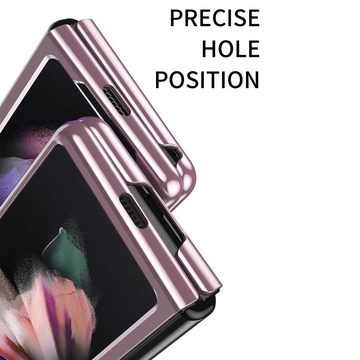 Wigento Handyhülle Für Samsung Galaxy Z Fold3 5G Galvanisch Hart Cover Handy Tasche Hülle Etuis Schwarz