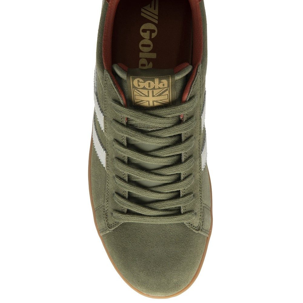 Gola Equipe II Suede-Leder 2025 khakigrün/weiss/rostrot Herren Sneaker