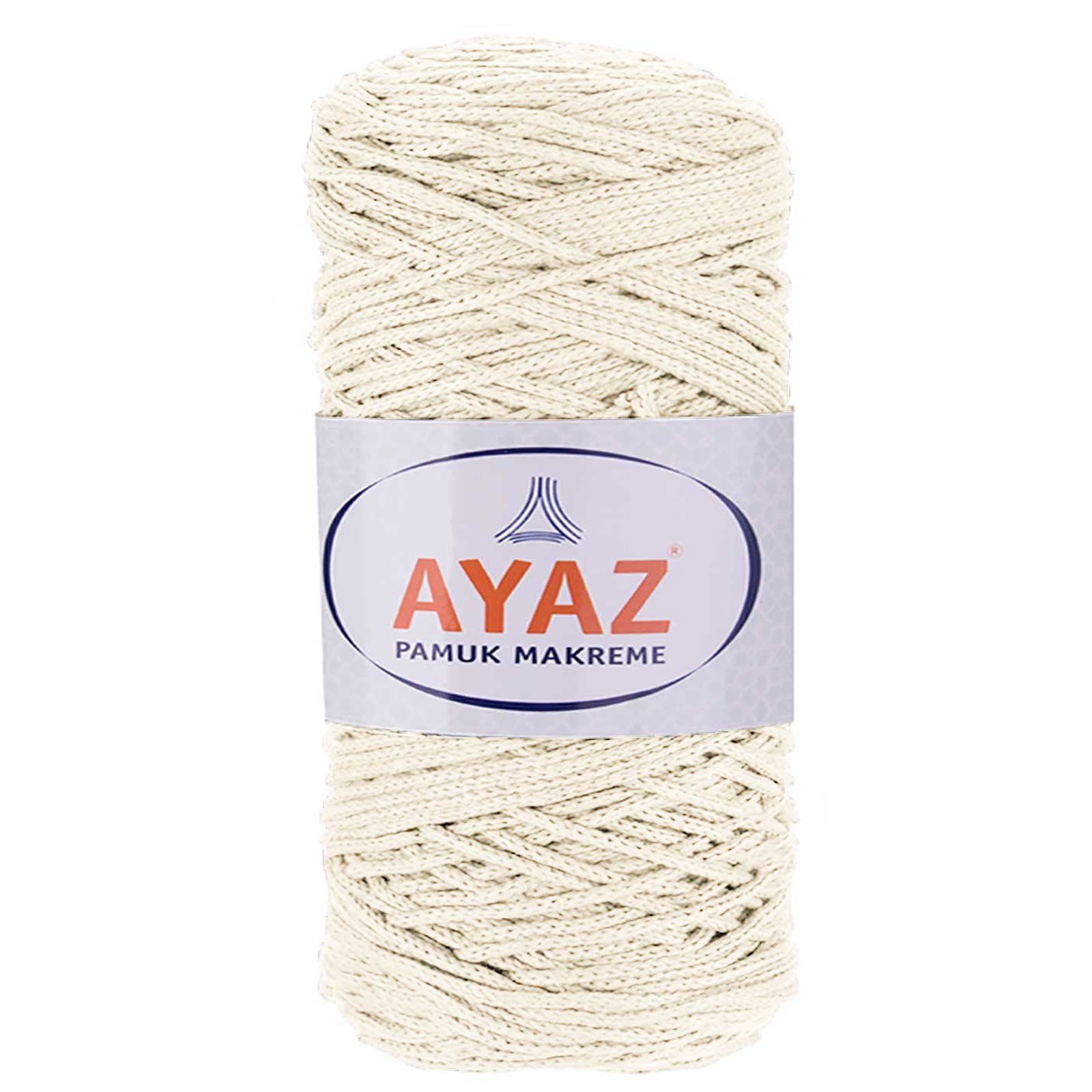 AYAZ 250g Strickgarn Pamuk Makrame Häkelwolle, 150 m, 1000 perlweiß