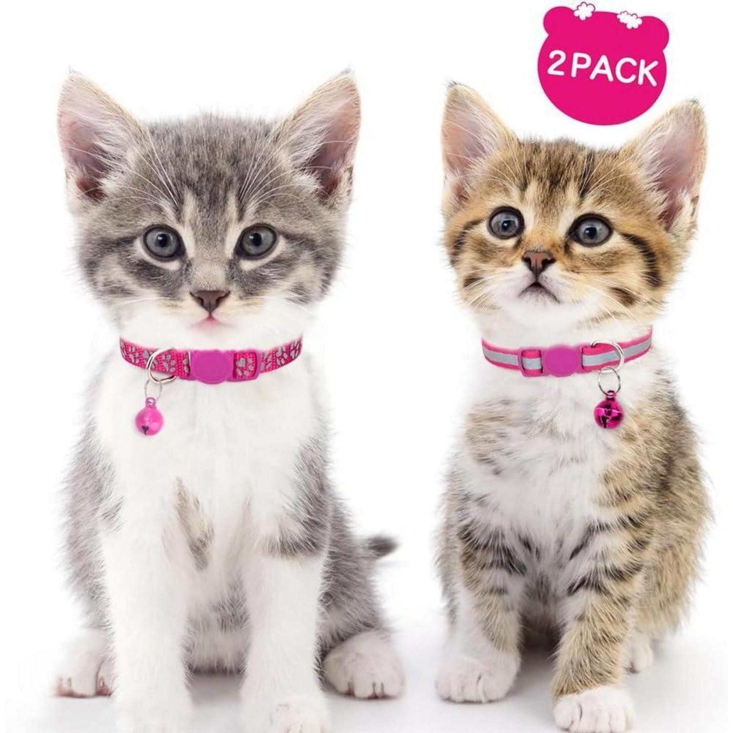 LuxusKollektion Katzen-Halsband Katzenhalsband reflektierend 15-20cm (2er Pack) Hotpink