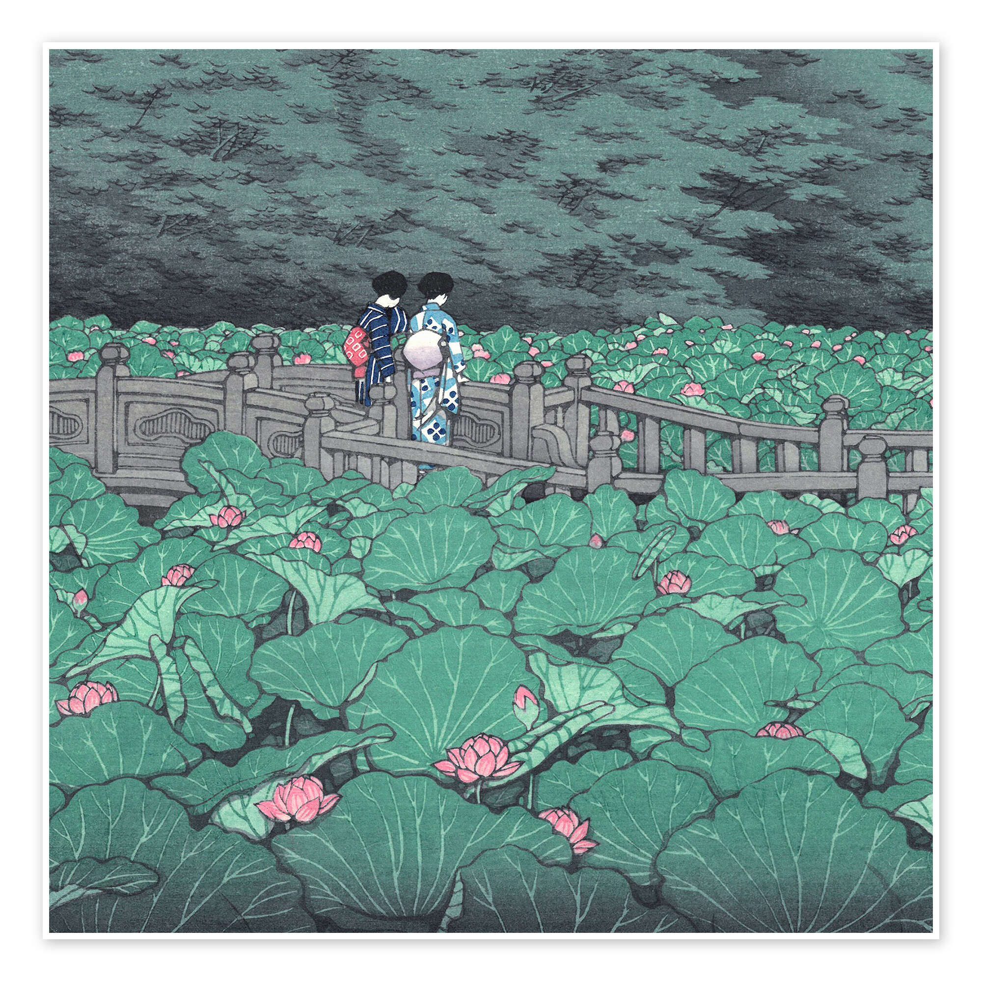 Posterlounge Wandbild Teich am Benten-Schrein (Detail), Kawase Hasui, erhältlich als Poster, Leinwandbild, Wandsticker oder Acrylglasbild