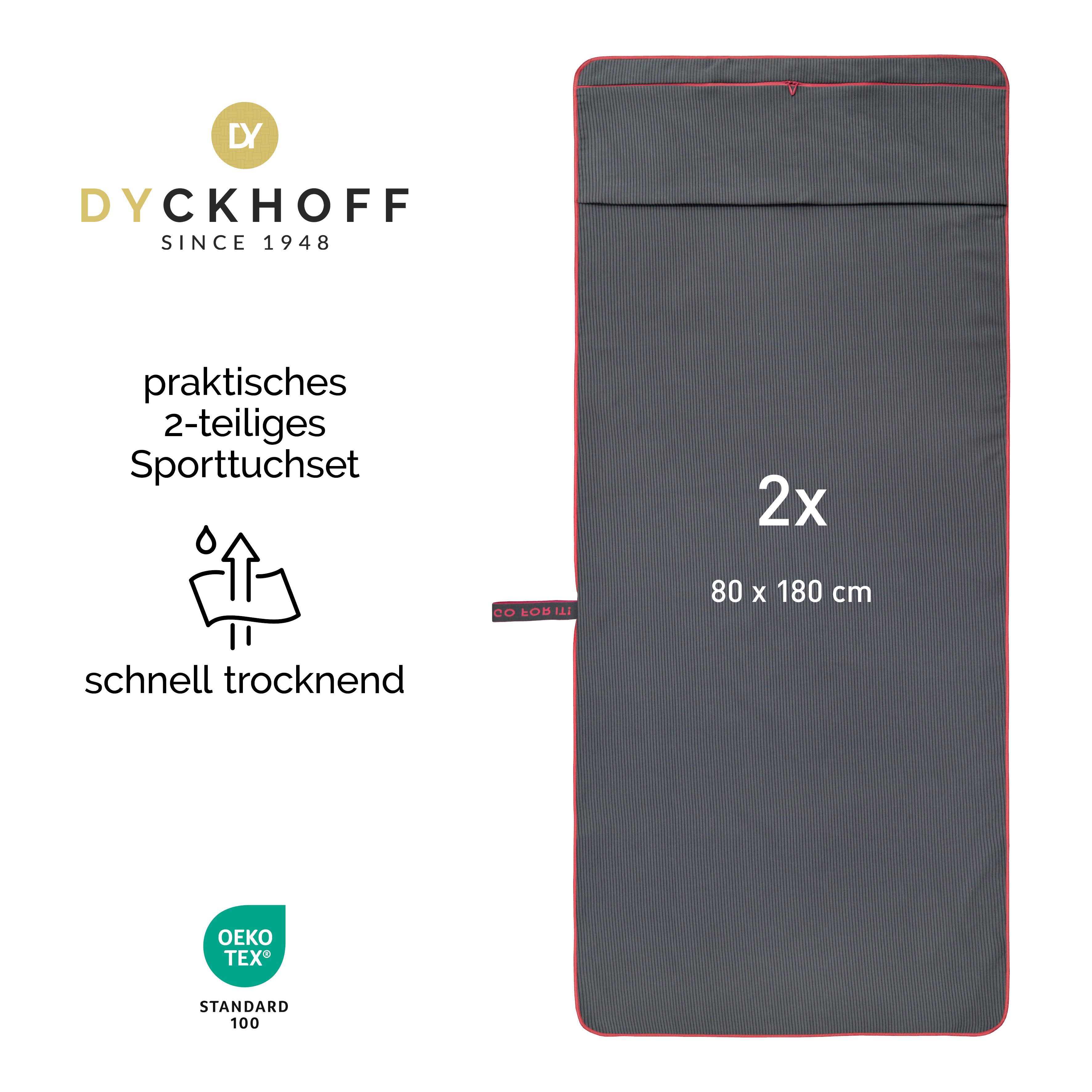 Dyckhoff Handtuch Mikrofaser Sporttuch Struktur, Microfaser (2-St), Mit Überstülpkapuze, Schnelltrocknend, Leicht, Reißverschlusstasche – Bild 2 von 5