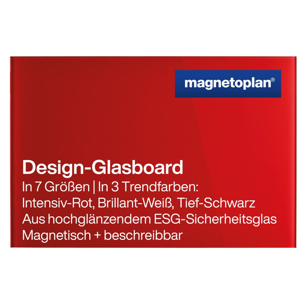 magnetoplan® Anzeigetafel Design Glas-Magnettafel - 60x40cm - magnetisch/beschreibbar - Rot (1-St)