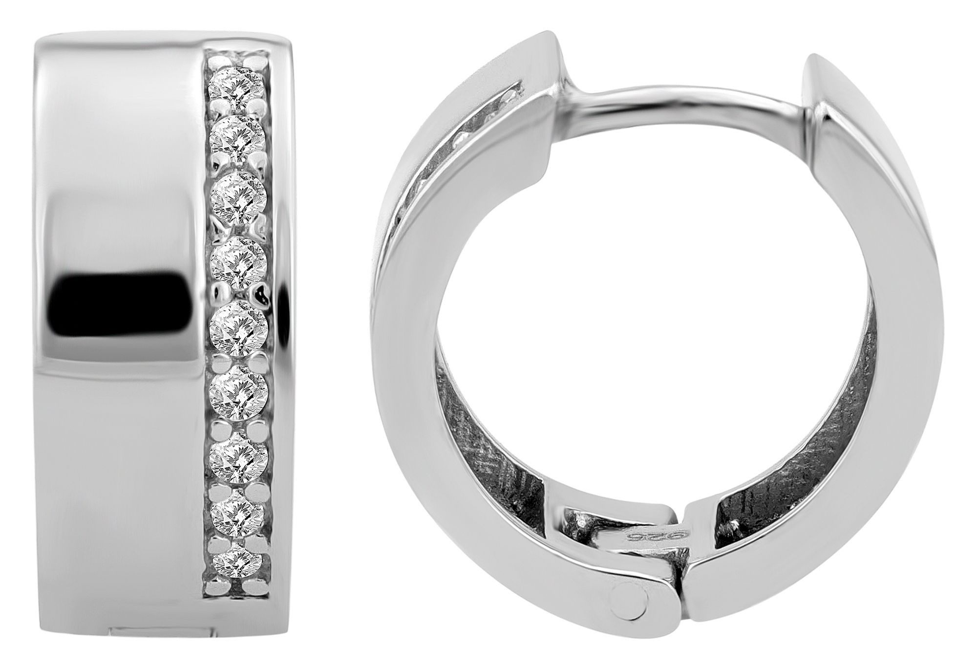 Adelia´s Klappcreolen Ohrringe – Klappcreole aus 925 Silber mit Zirkonia, Schöne Geschenkidee zum einen besonderen Tag