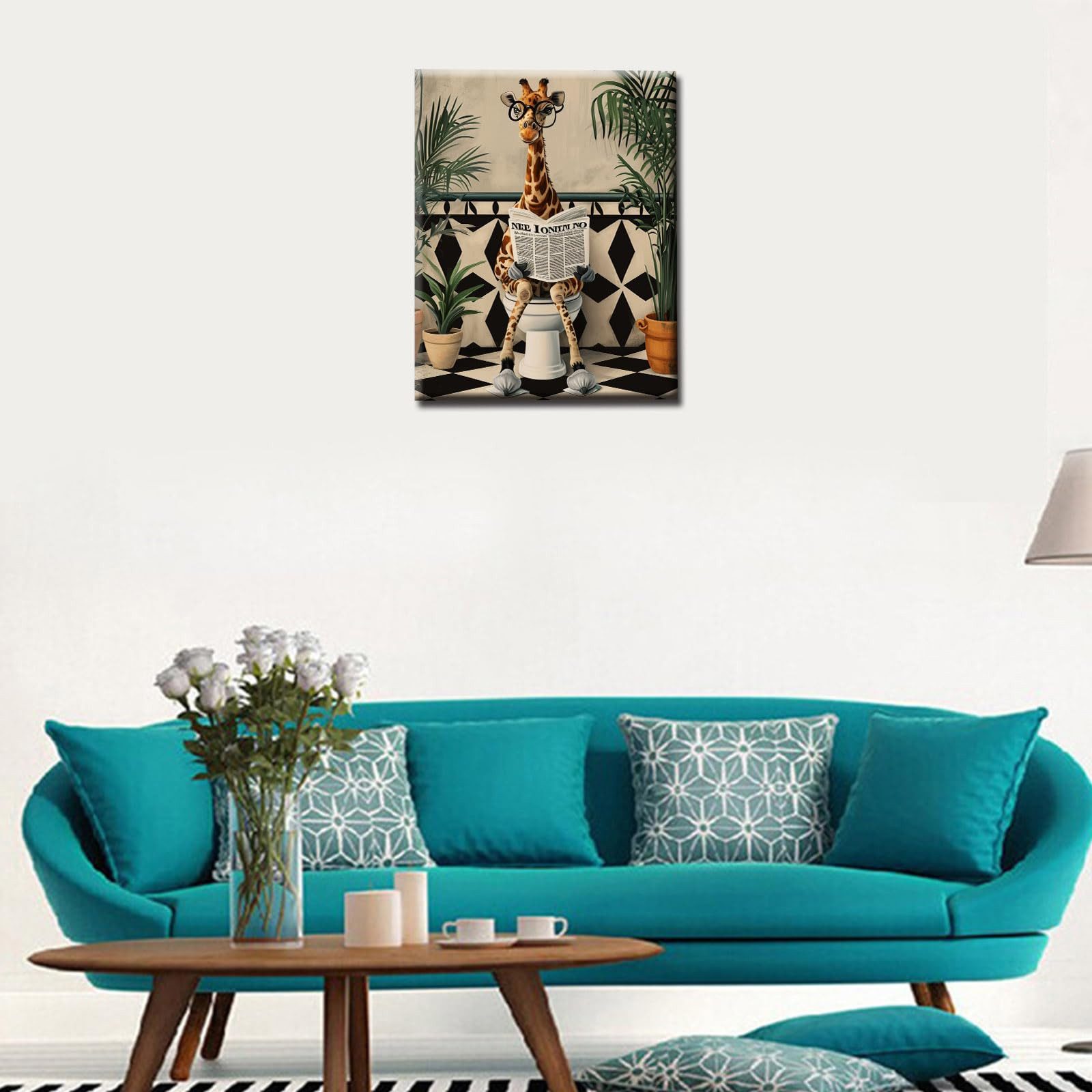 FOUORTUNATE-BEE Malen nach Zahlen DIY Malen nach Zahlen Erwachsene Giraffe WC Motiv Leinwand, Acrylmalerei Set 40x50cm Entspannung Deko Geschenk Idee