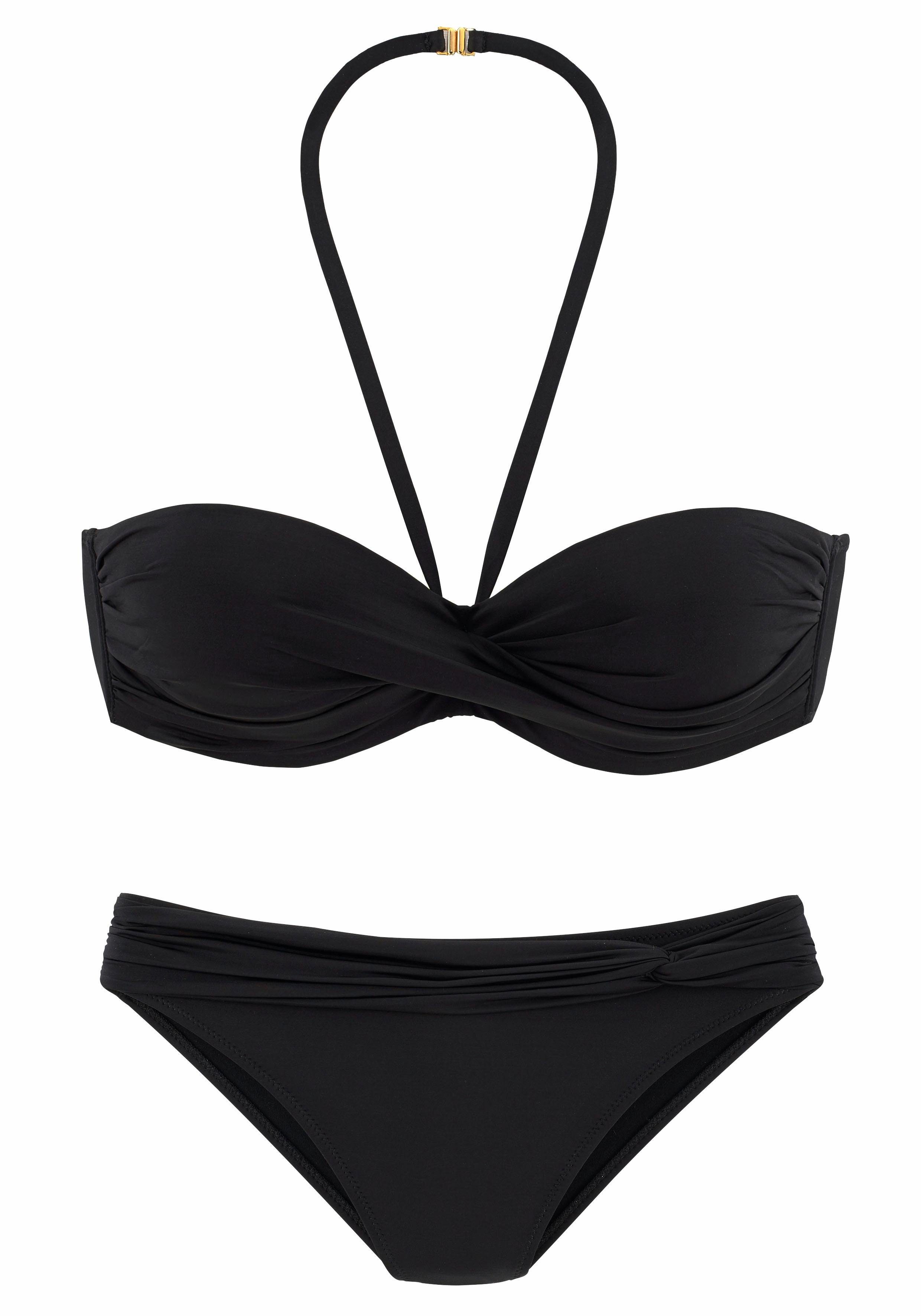 LASCANA Bügel-Bandeau-Bikini mit verschiedenen schwarz Trägervarianten