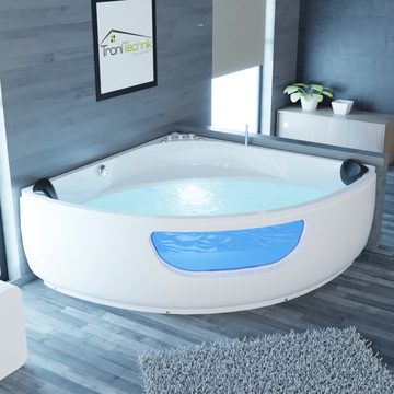 TroniTechnik Whirlpool-Badewanne PAROS 150 cm x 150 cm,Whirlpoolpumpe,Unterwasser LEDs, inkl. Zubehör, (inkl. Zubehör, vormontierte Badewanne mit Unterwasser LED), Premium Whirlpoolpumpe, Unterwasser LED, Massagedüsen