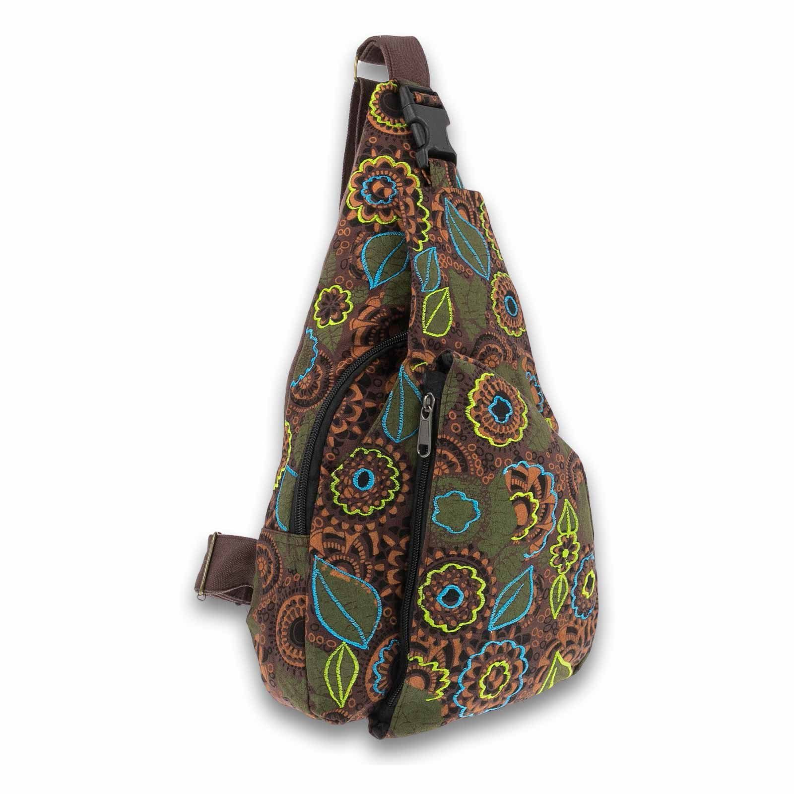 KUNST UND MAGIE Umhängetasche Sling Bag Schultertasche Hippie Bodybag crossbody Rucksack Bunt M