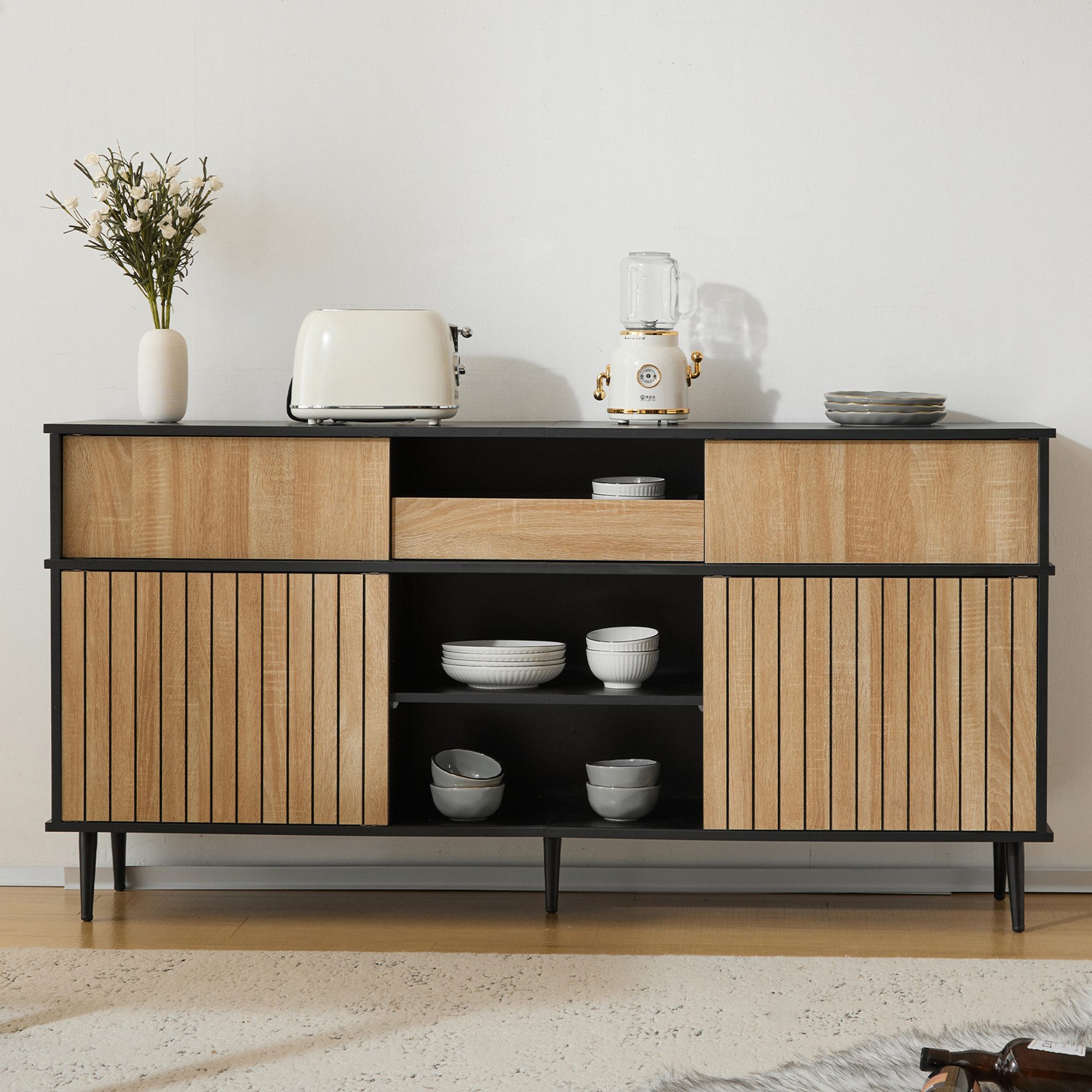 Merax Sideboard mit Schublade und 4 günstig online kaufen