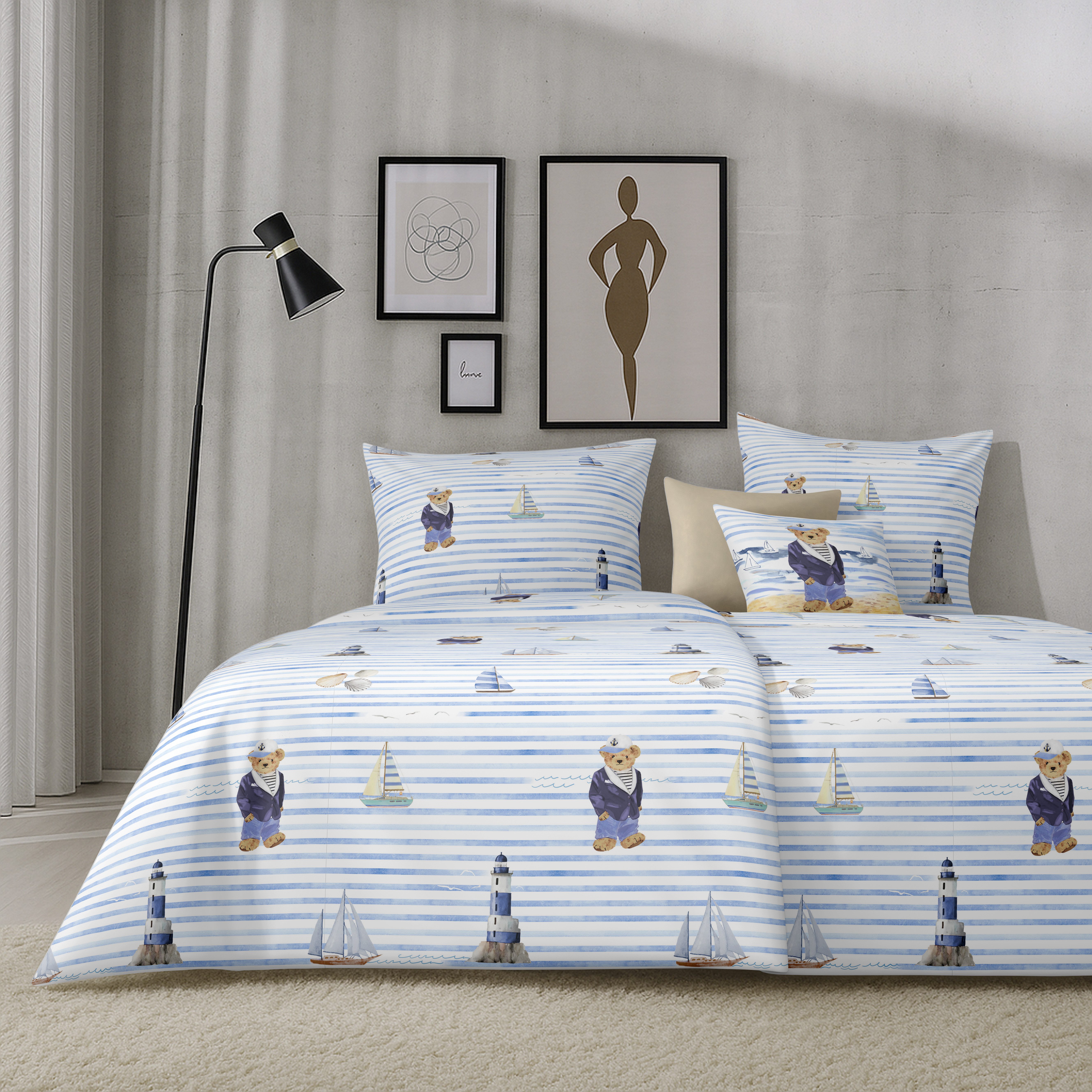 APELT Bettwäsche Knut GOTS, Satin (Bio-Baumwolle), 2 teilig, Bettwäsche-Set mit Reißverschluss, Baumwoll-Satin, Digitaldruck