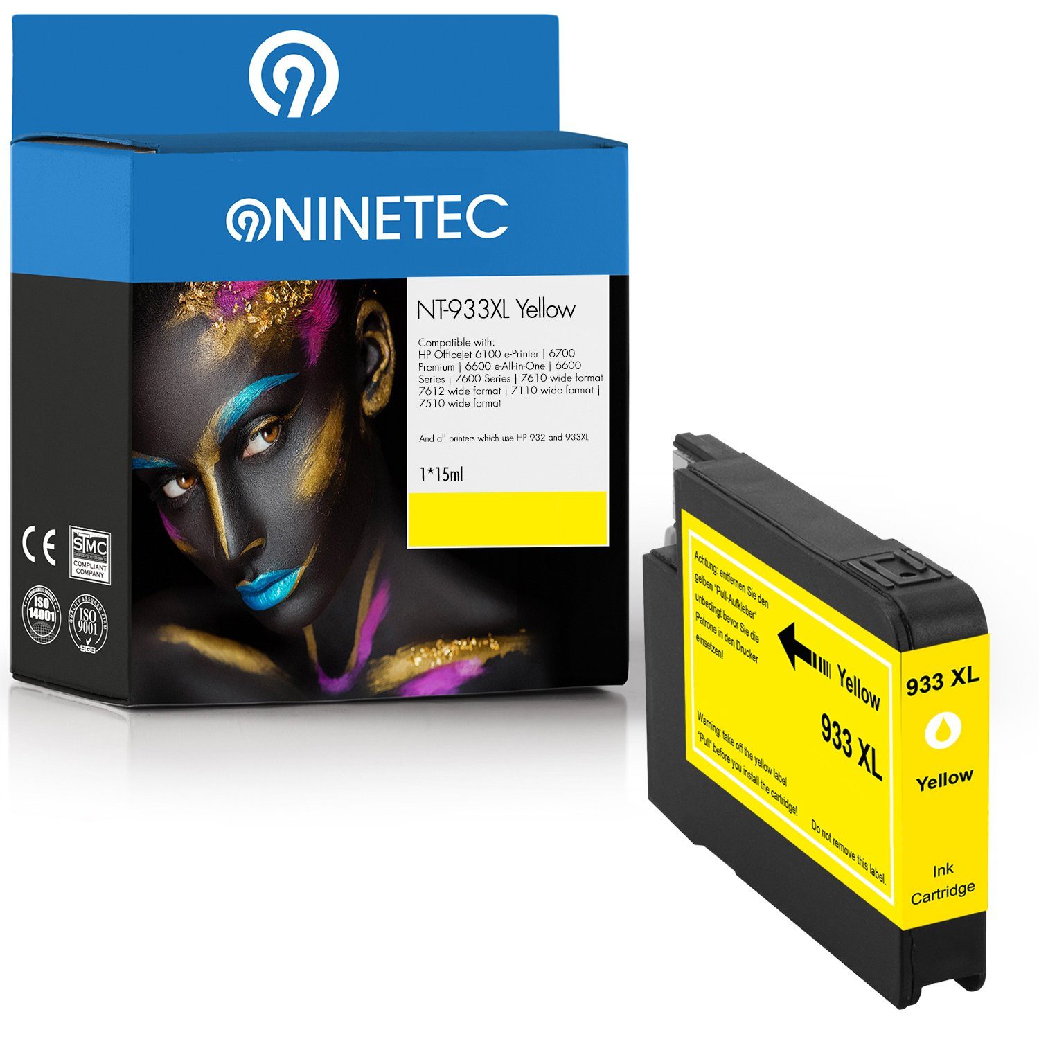 NINETEC ersetzt HP 933 XL 933XL Yellow Tintenpatrone
