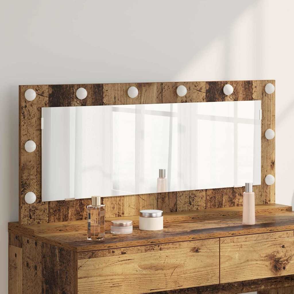 vidaXL Spiegel Waschtischspiegel Rechtwinklig Altholz 100 x 45 x 18 cm (1-St)
