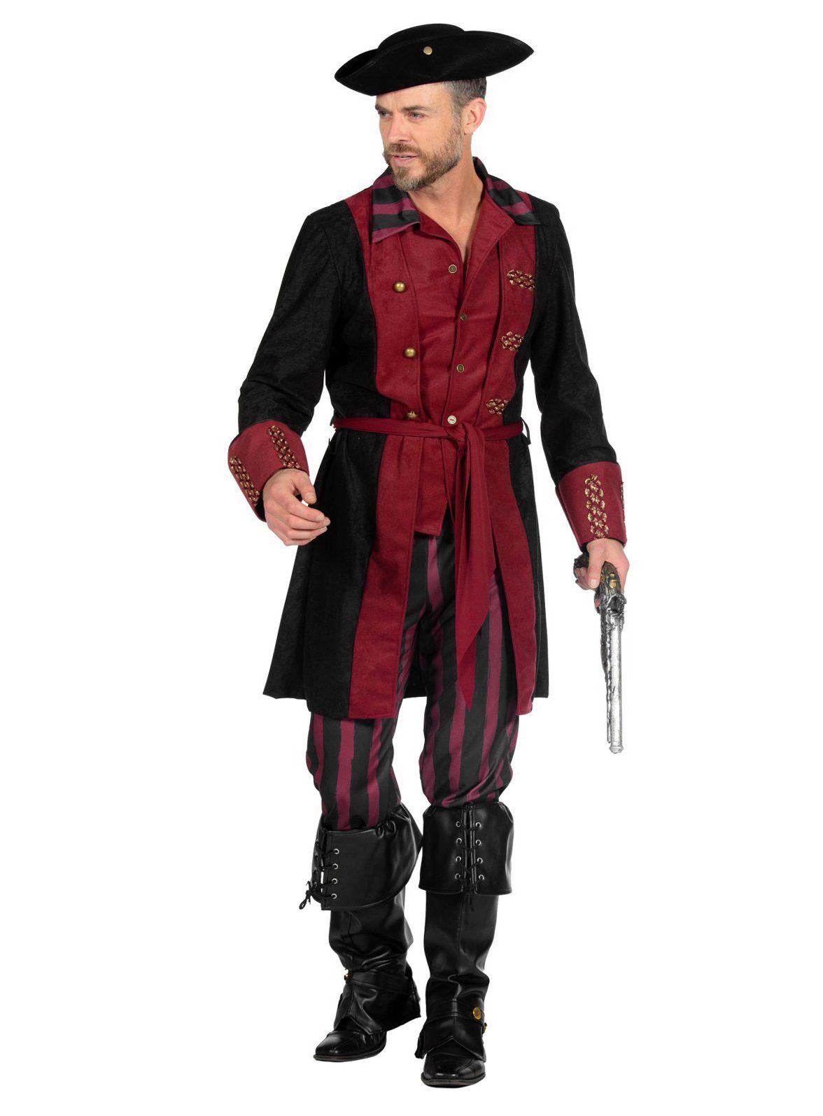 Piraten-Kostüm Piratenoutfit weinrot für Männer