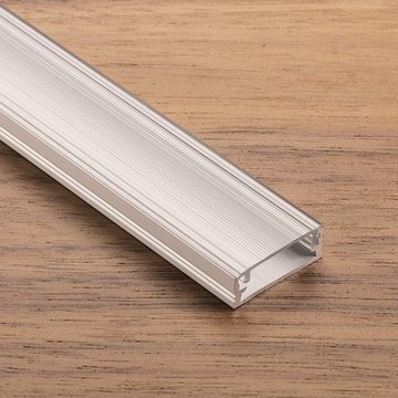 SO-TECH® LED-Stripe-Profil LED Profil XL Aluminium eloxiert 2 m mit klarer Abdeckung, für LED Streifen bis 12 mm Breite Aufbauprofil