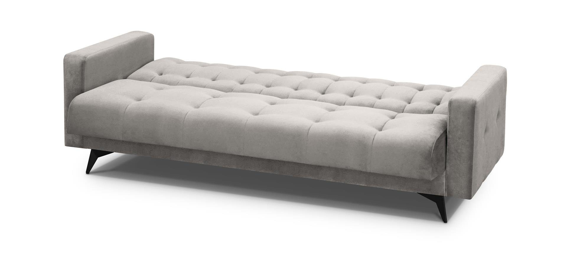 Wohnzimmer, Couch Sofa Beige Schlaffunktion, BIS, Velour, GRETA Bettkasten, für Schlafsofa Polstersofa Beautysofa