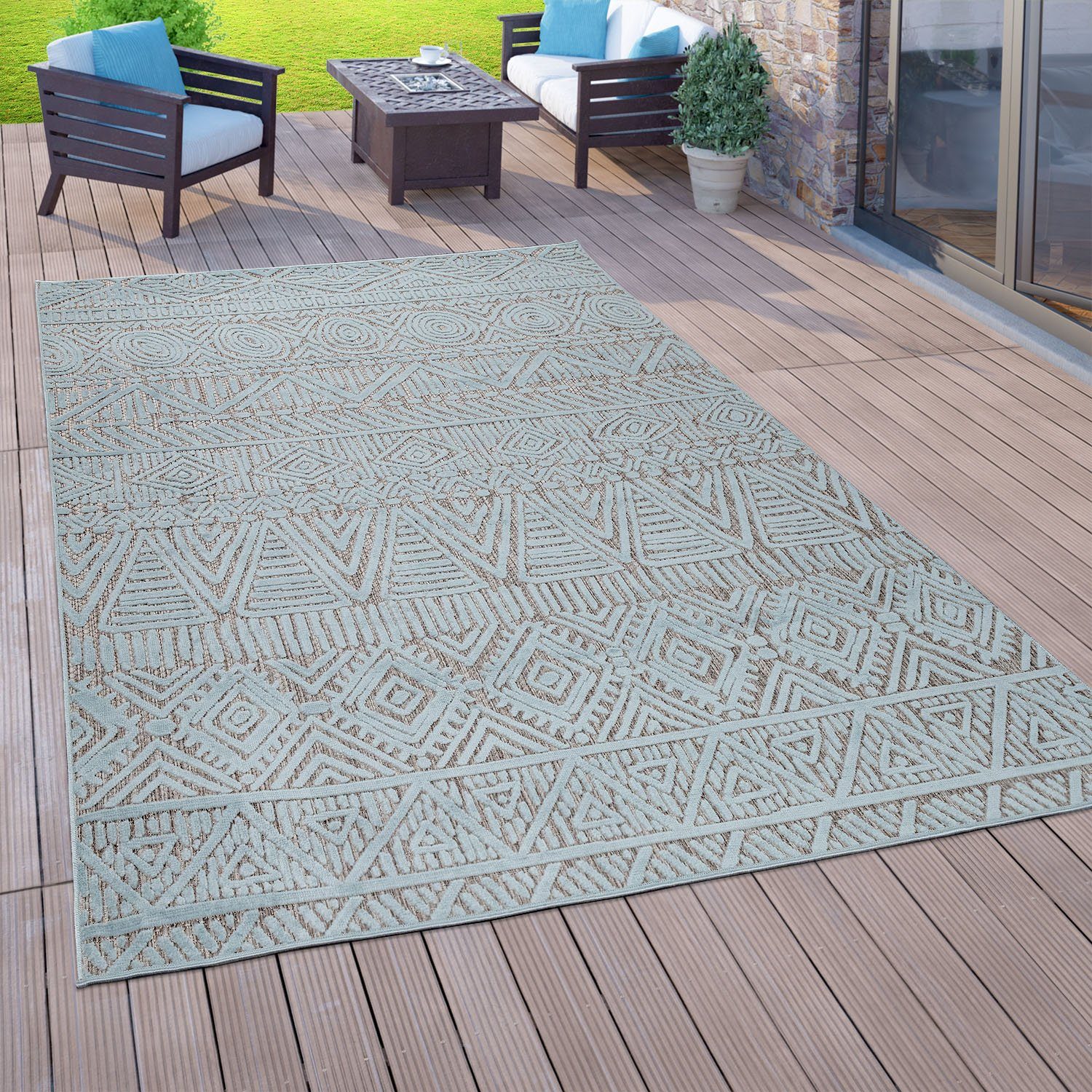 Teppich Teka 784, mm, geeignet, 8 Paco Outdoor In- Höhe: und Home, Wohnzimmer rechteckig, Flachgewebe, 3D-Design