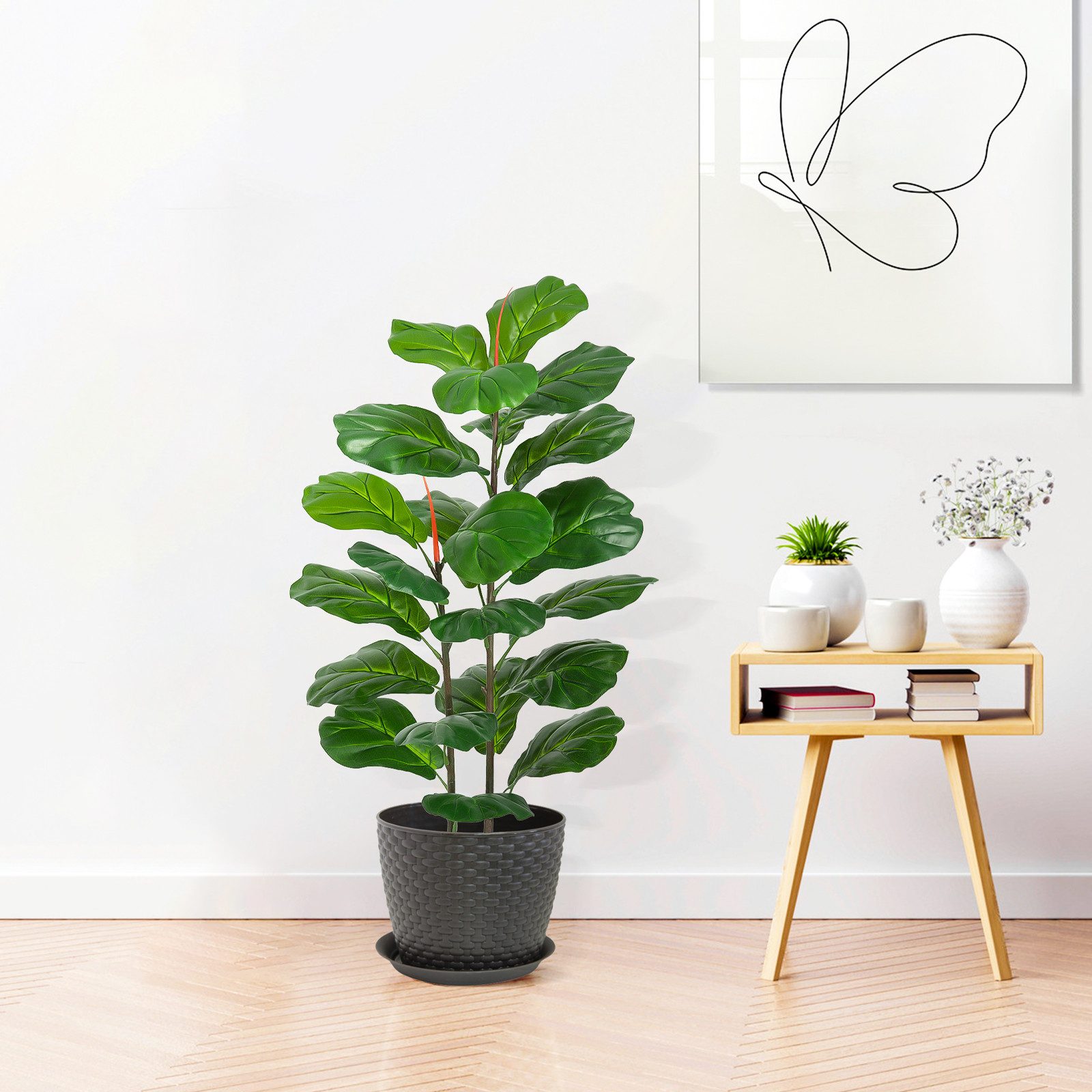 Kunstbaum Künstlicher Geigenblatt-Feigenbaum Kunstpflanzen 100cm, GarveeMor günstig online kaufen