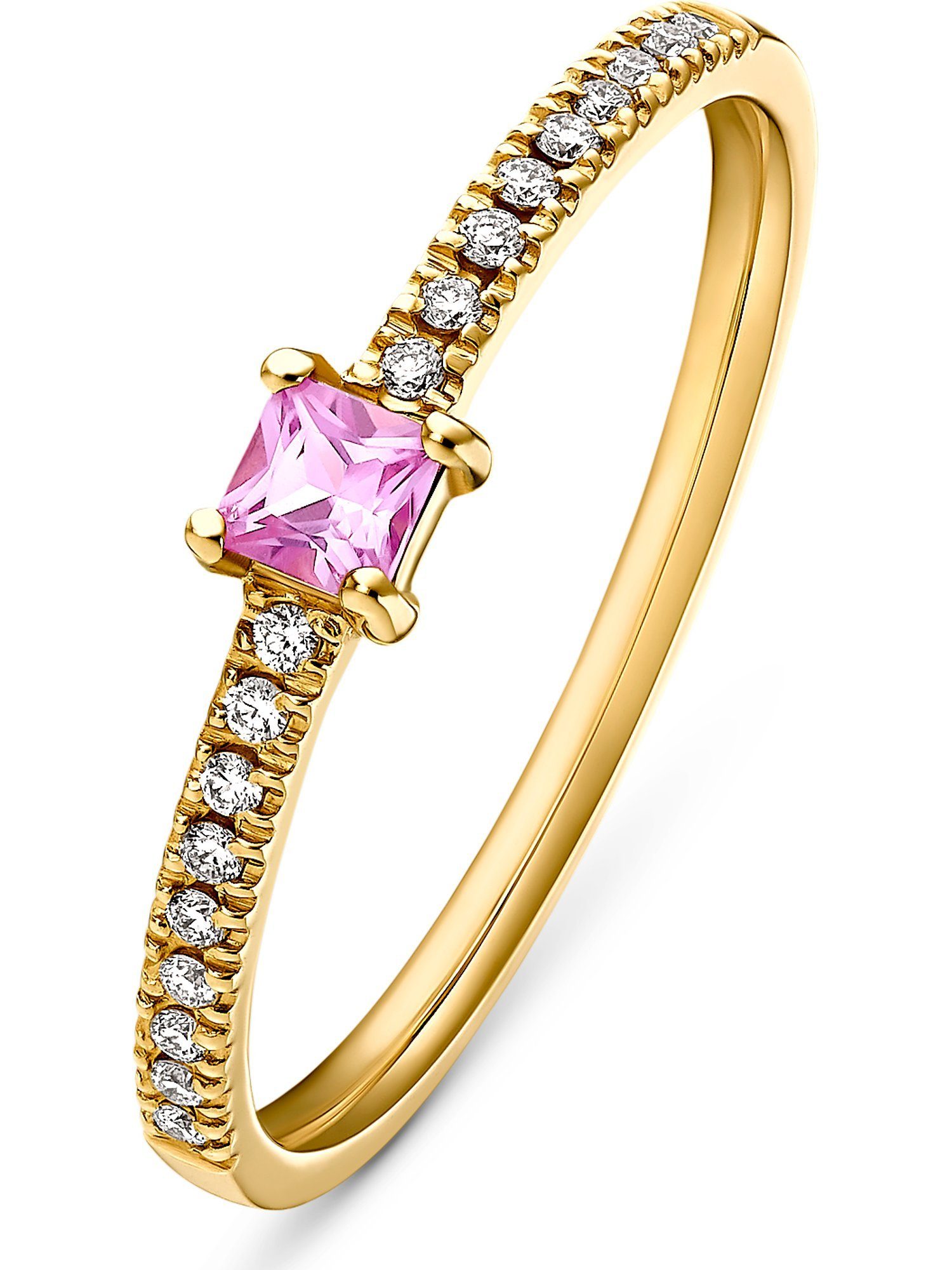 GUIA Fingerring GUIA Damen-Damenring Gelbgold Saphir 18 585er Diamant