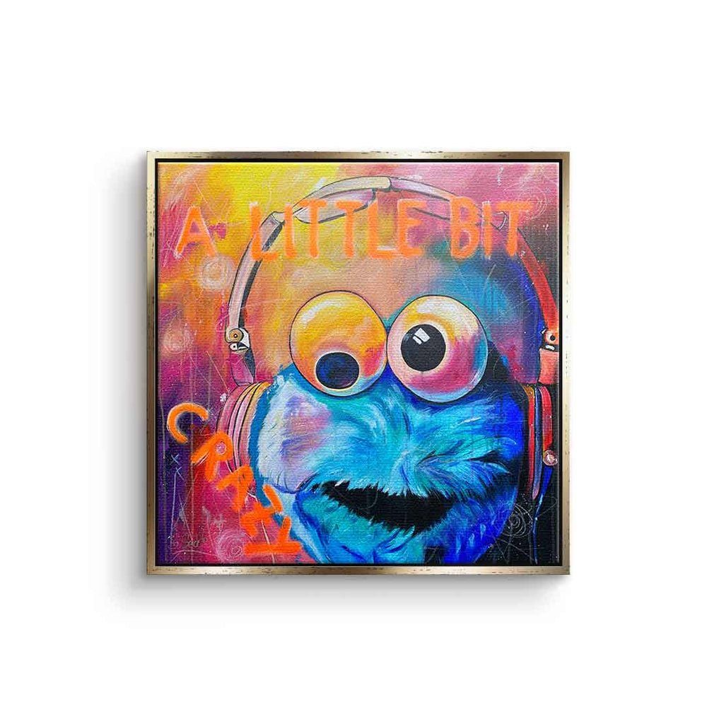 DOTCOMCANVAS® Leinwandbild, Leinwandbild Krümelmonster Cookie Monster Muppets designed by Sabrina goldener Rahmen