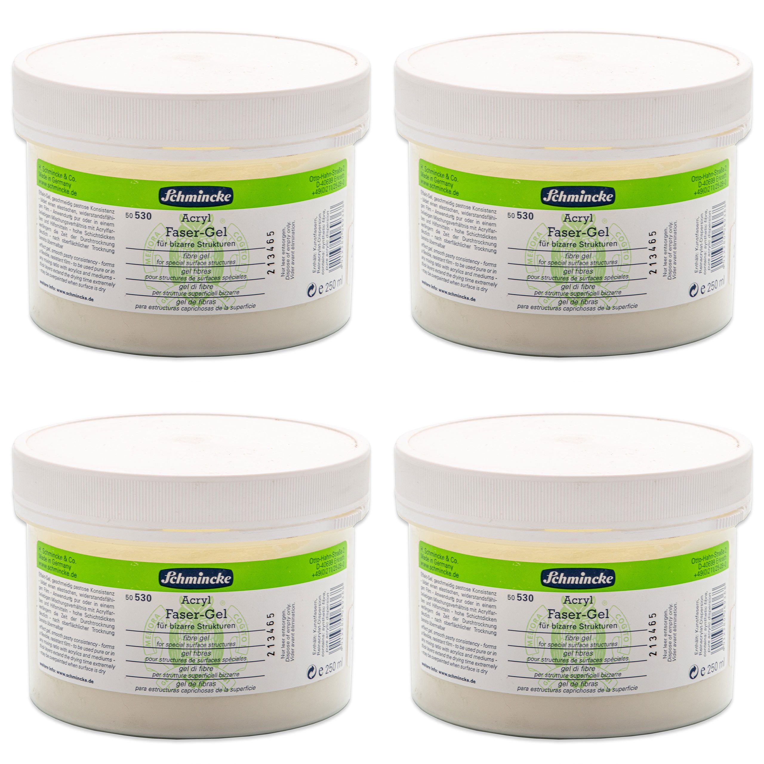 Schmincke Acrylfarbe 4x 250ml Hilfsmittel Faser-Gel Acryl 50 530 048 *** Aktions Angebot