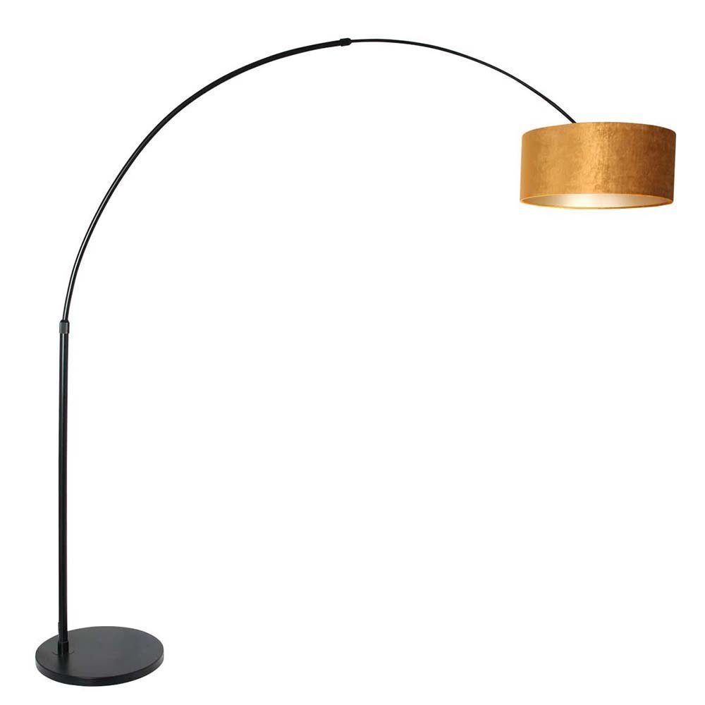 Steinhauer LIGHTING LED Bogenlampe, Leuchtmittel nicht inklusive, Bogenleuchte Stehlampe Bogenstehleuchte Textil gold Höhenverstellbar