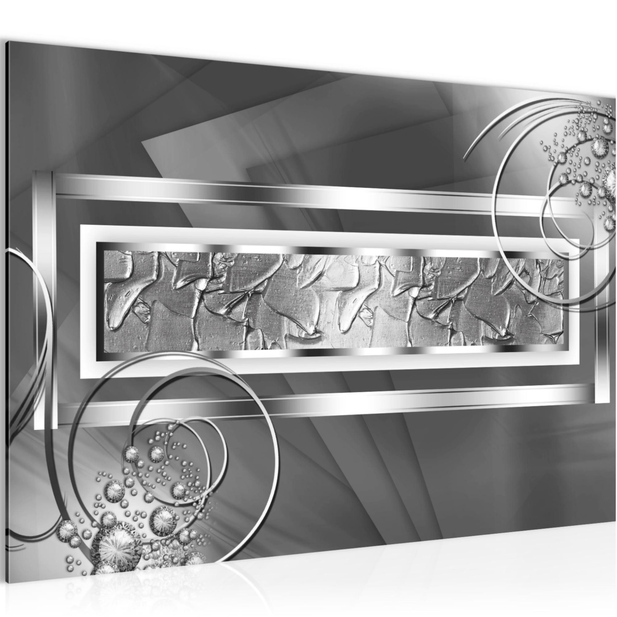 Runa Art Wandbild Bild Abstrakt Modern Made In Germany Diamant Grau Silber Flur 108015b, 60L x 40B cm
