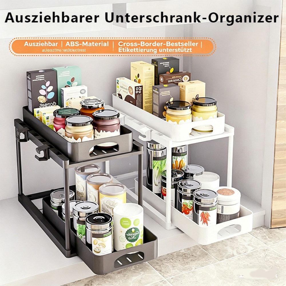 SPACEKEEPER Organizer Ausziehbarer Unterschrank-Organizer, Ablageregal für Waschbecken (1 St), 2 Ebene höhenverstellbarer Arbeitsplatten-Organizer – Bild 4 von 5