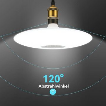 LETGOSPT Deckenleuchte 48W LED Deckenlampe ühbirne mit Fernbedienung, E27 Halter, LED fest integriert, Tageslichtweiß, RGB, Farbwechsel Bluetooth Lautsprecher, Dimmbar, für Home Party Dekoration