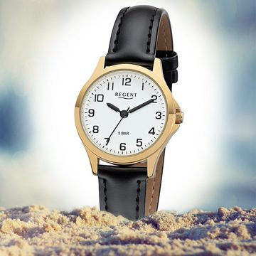 Regent Quarzuhr Regent Damen Uhr 2103484 Leder Quarz, Damen Armbanduhr rund, klein (ca. 29mm), Lederarmband