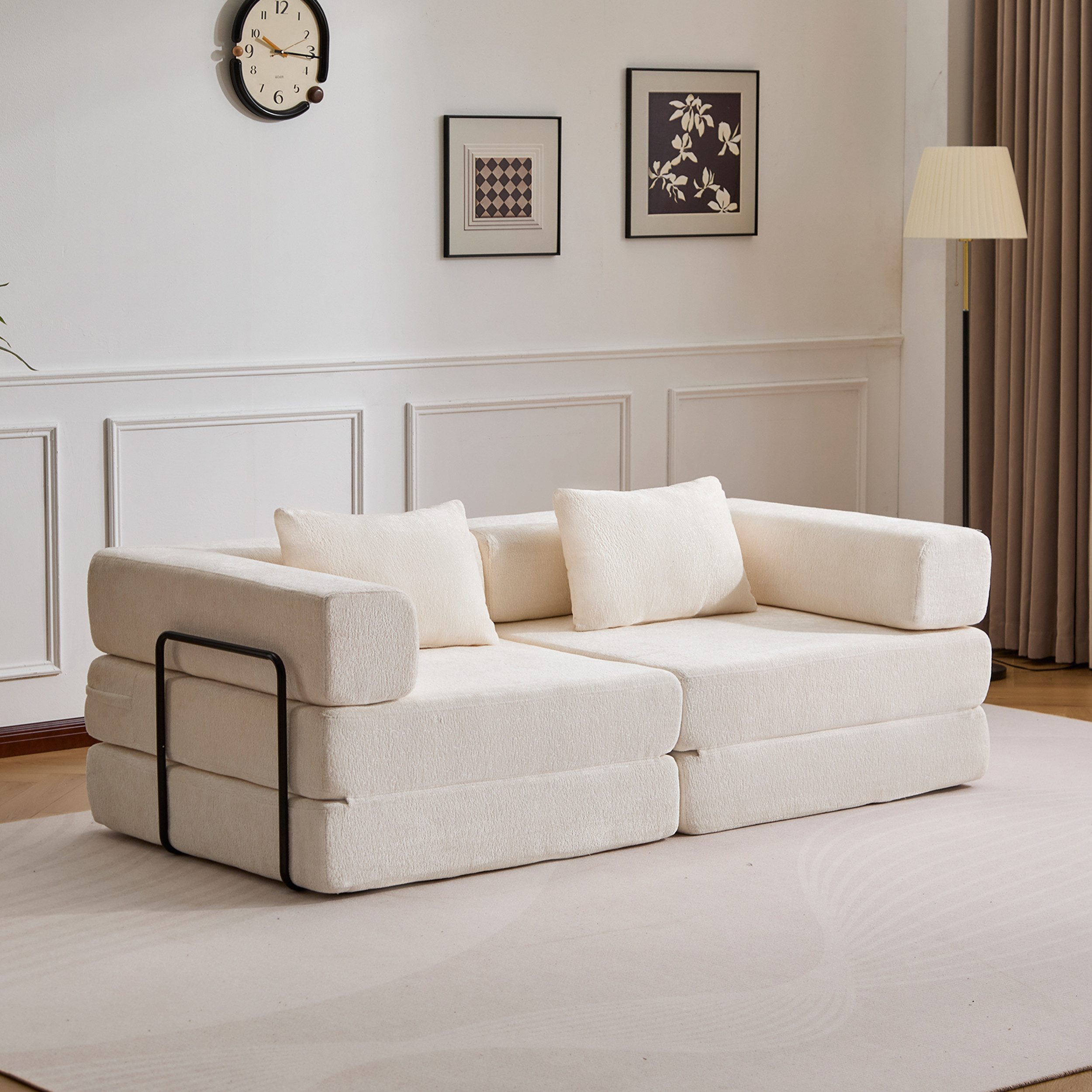 Leawin Sofa Modulares faltbares Schlafsofa, Chenille Sofa, platzsparend & m günstig online kaufen