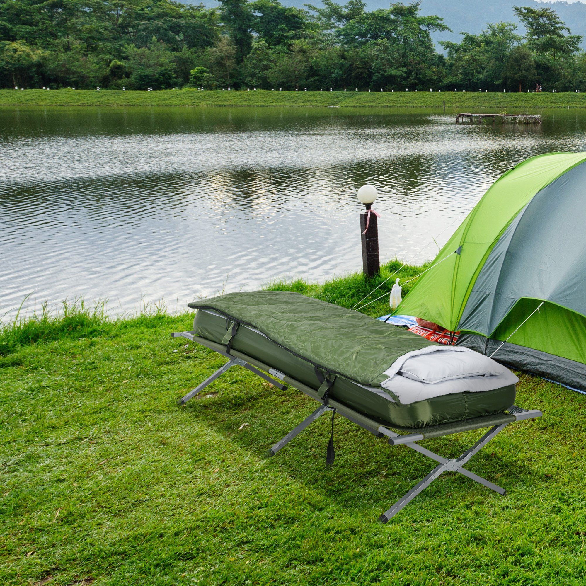 Outsunny Faltzelt Campingbett Einzelbett mit Kopfkissen, günstig online kaufen