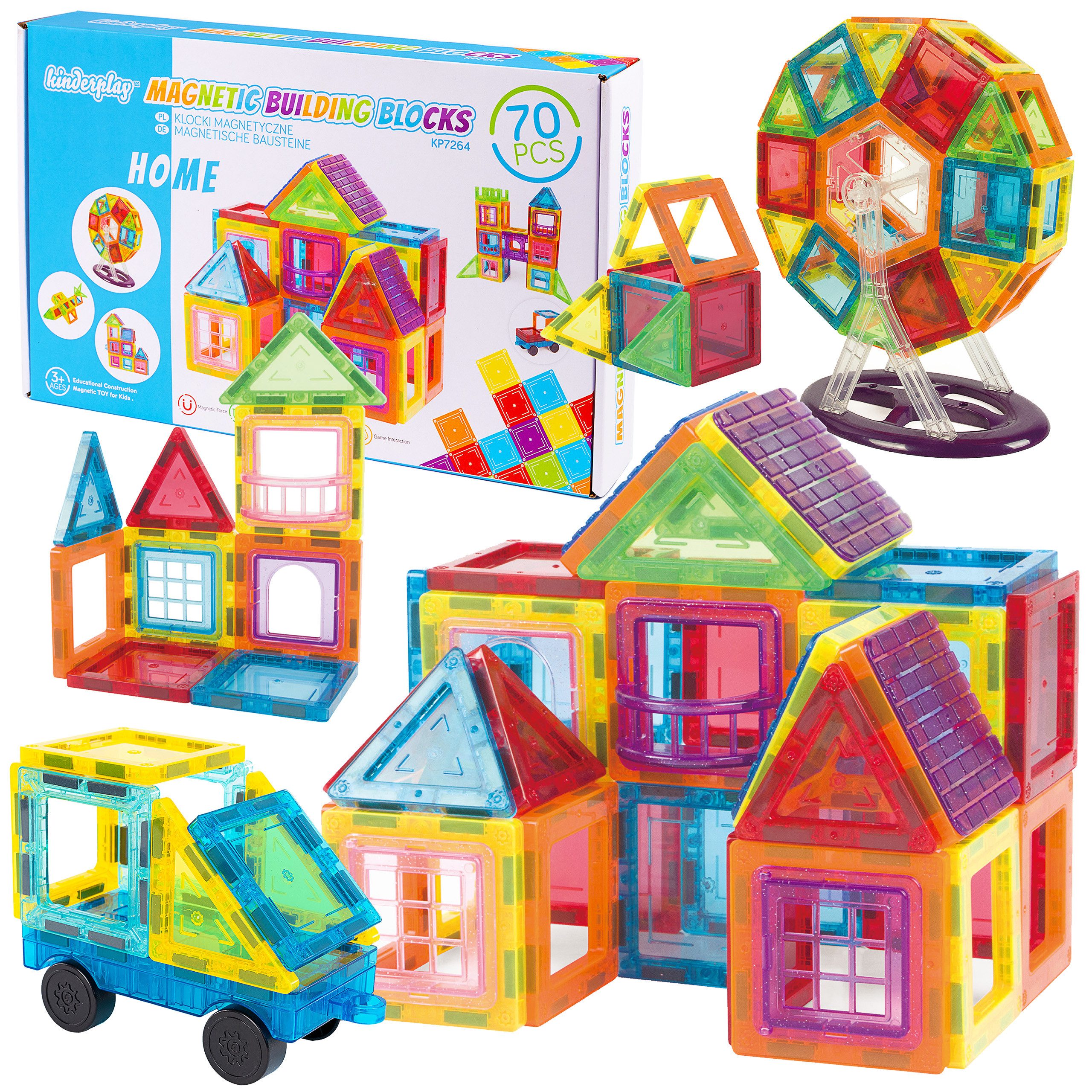 kinderplay Magnetische Konstruktionsbausteine, 70 Teile Magnetspielbaustein günstig online kaufen