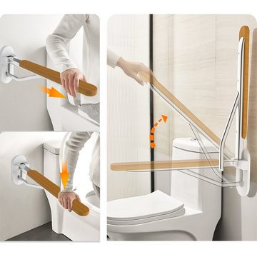 HEUFFE WC-Aufstehhilfe aufstehhilfe, zur wandmontage, für bewegungseingeschränkte Personen, belastbar bis 200 kg, glänzend, 90°-klappbar, aus Eiche, EUIPO-zertifiziert
