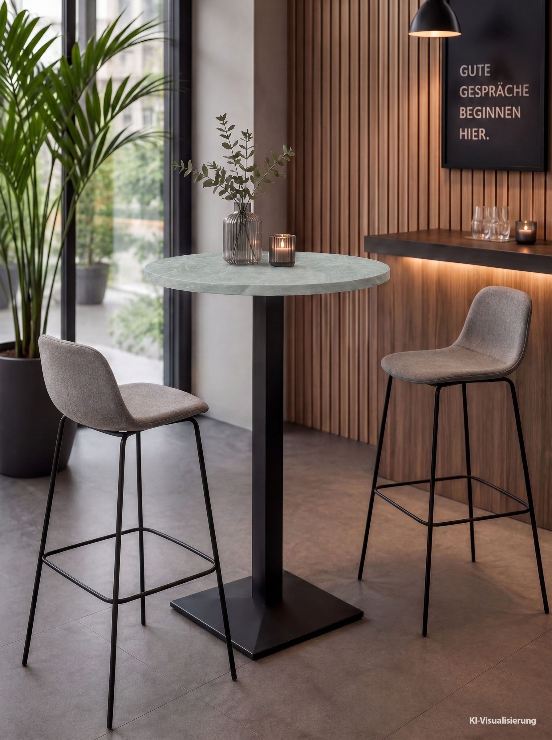 Mäusbacher Bistrotisch Big Bistro Metall, Quadrat-Säulengestell, runde Platte Ø 70 cm x H 105 cm