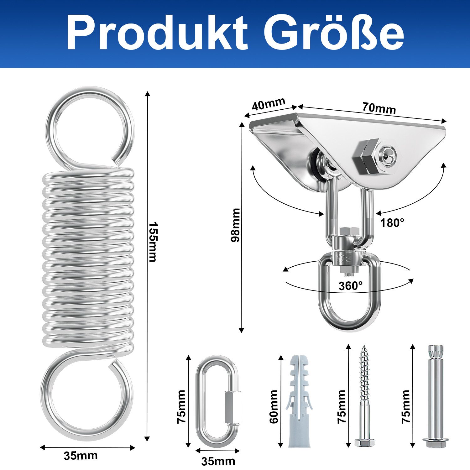 Clanmacy Deckenhalter Deckenhalter Deckenhaken Edelstahl 360°Drehen bis 400 günstig online kaufen