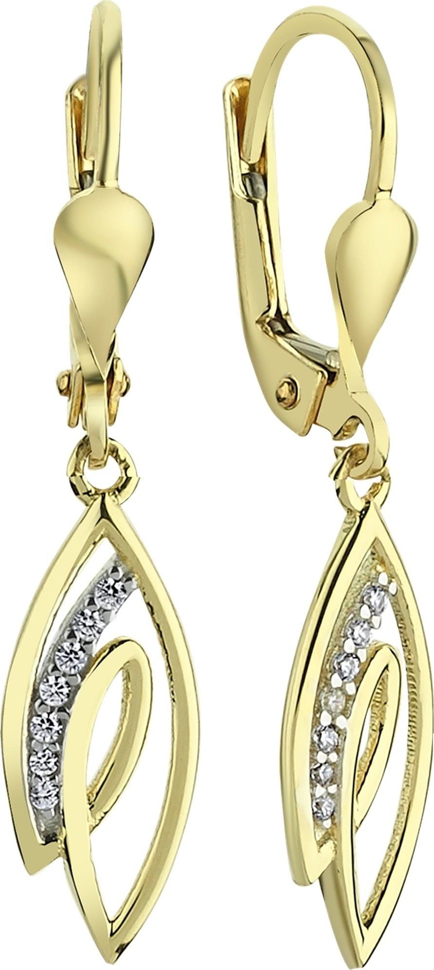 Balia Paar Ohrhänger Balia Ohrhänger für Damen 8K Gold (Ohrhänger), Ohrhänger (Blätter) aus 333 Gelbgold - 8 Karat, Farbe: weiß, gold