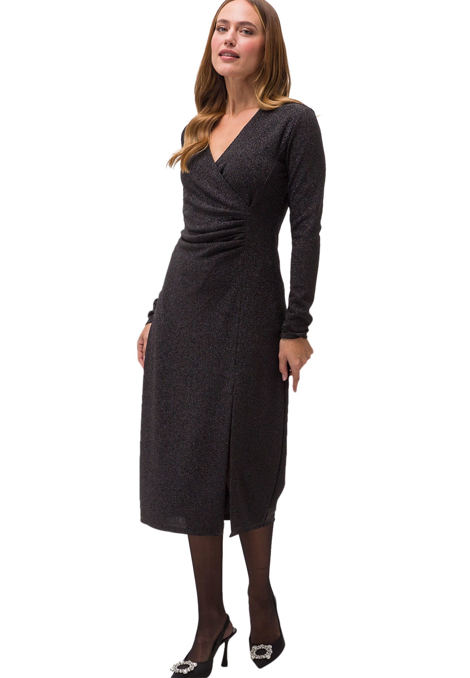 Zero Wickelkleid zero Glitzerkleid mit Wickeloptik Wickeldesign