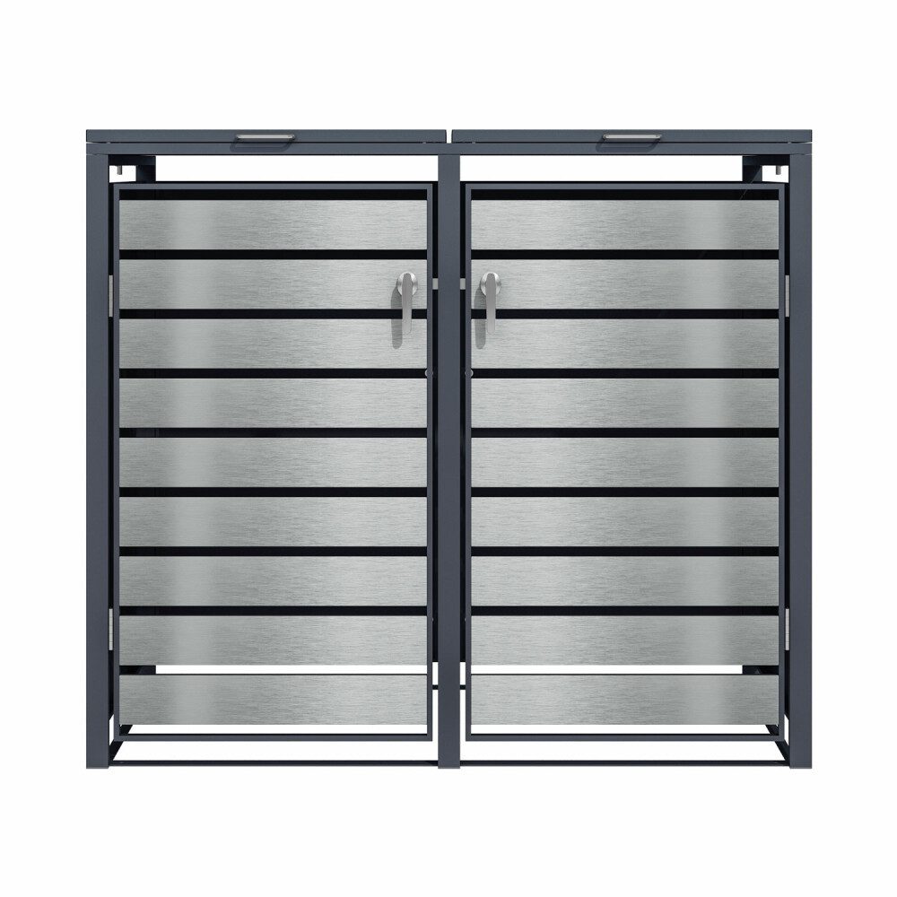 Phoenix Mülltonnenbox Phoenix Aufbewahrungsbox doppel Mülleimer Galvanisierter Stahl Silber (1 St)