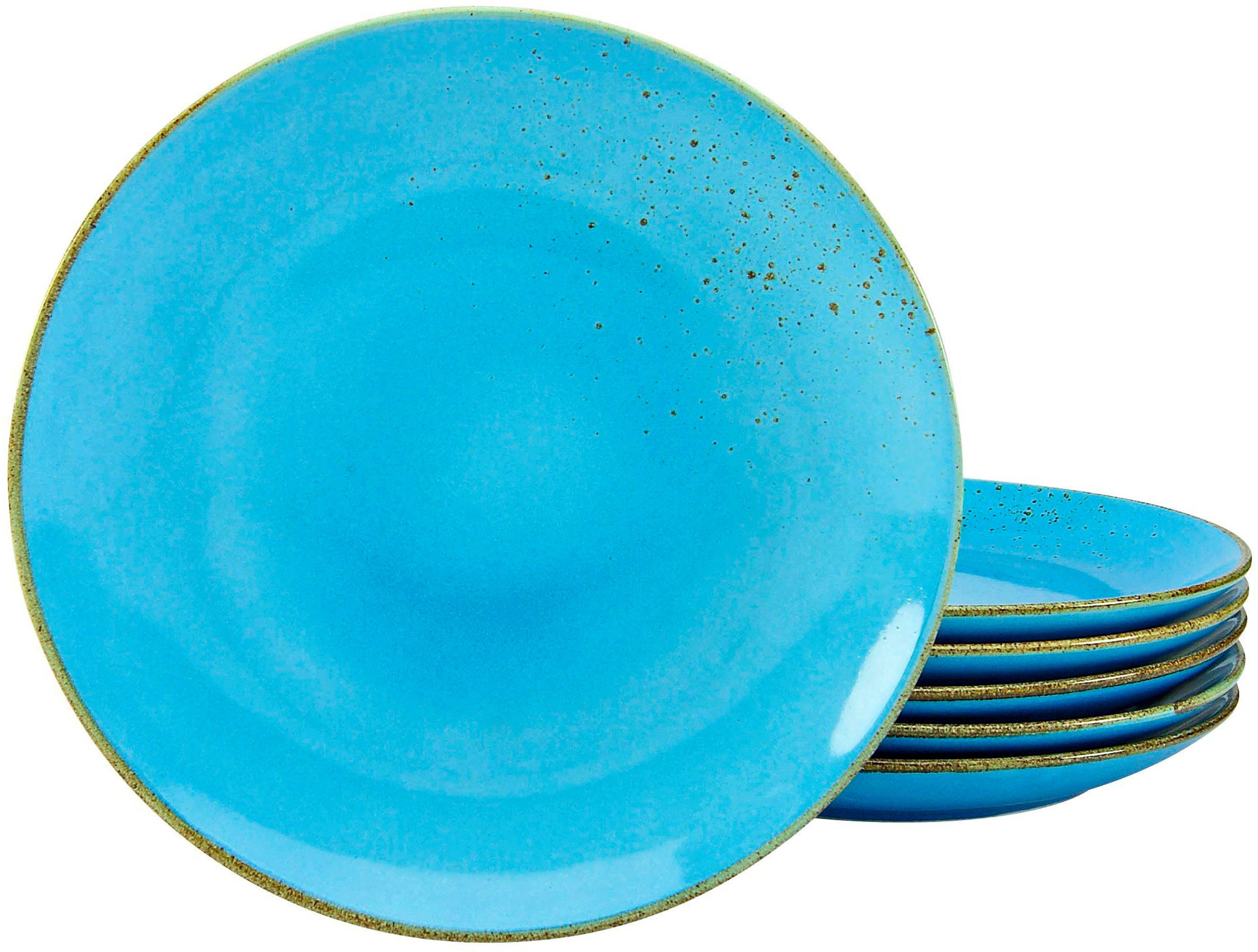 CreaTable Speiseteller Essteller NATURE COLLECTION, (6 St), Teller Set für 6 Personen, Ø 27 cm, Steinzeug, flache Teller