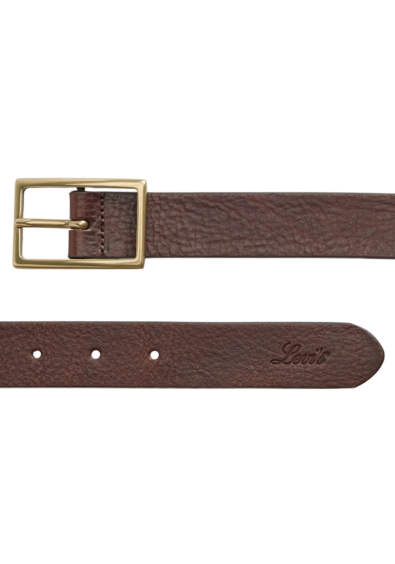 Levi's® Ledergürtel RECTANGLE BELT mit goldfarbener Schließe und Logoprägung