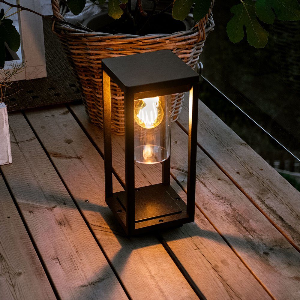 etc-shop Außen-Stehlampe, Leuchtmittel nicht Hof Lampe Außen Beleuchtung Steh inklusive, Garten Retro Laterne ALU